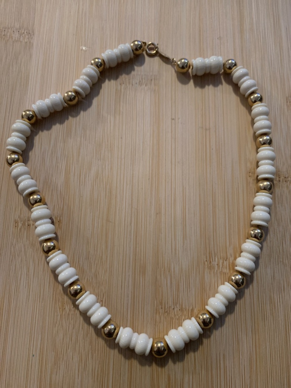 Vintage Napier White and Gold Beaded Necklace